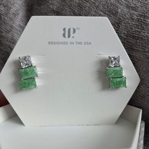 BP Green and Silver Square Stud Earrings